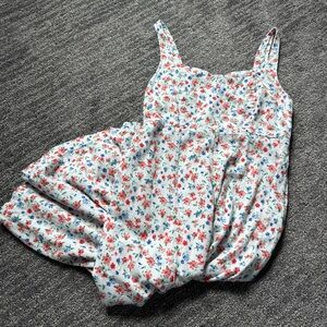 Old Navy Red/Blue/White Floral Fit & Flare Sleeveless Sweetheart Neck Midi Dress